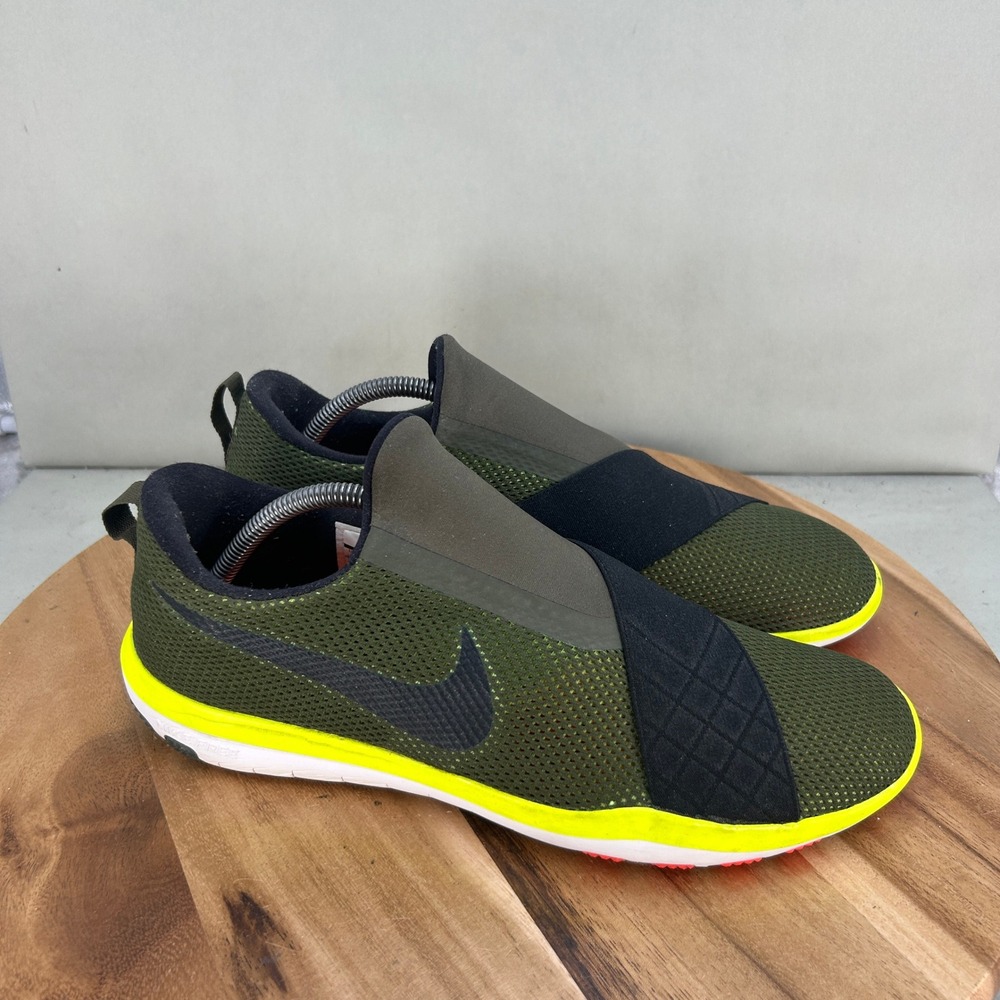 Nike Free Train Connect Olive Green Volt Black Training Slip On Shoes Womens 12